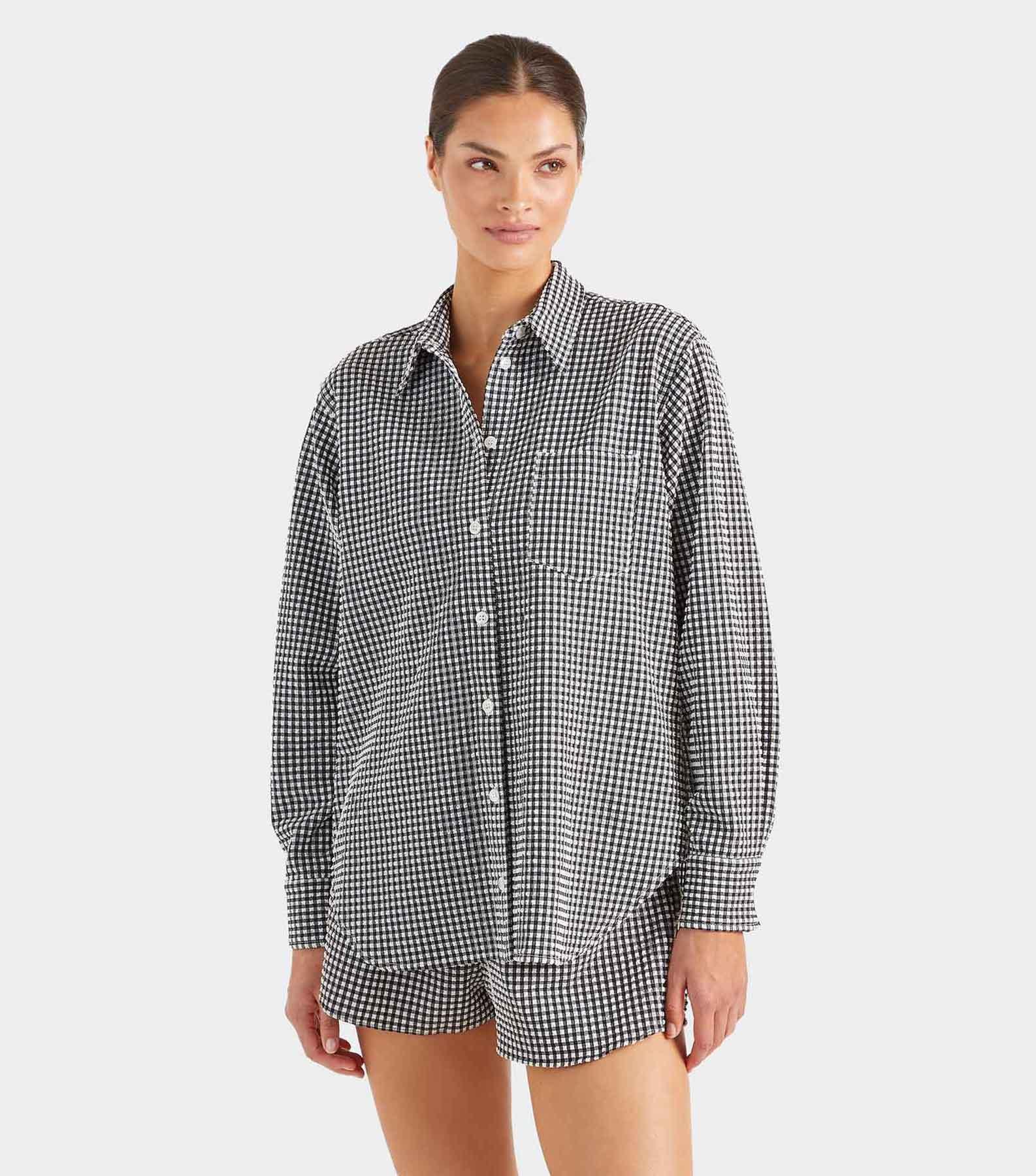 Gingham Seersucker Shirt - Black Gingham Product Image