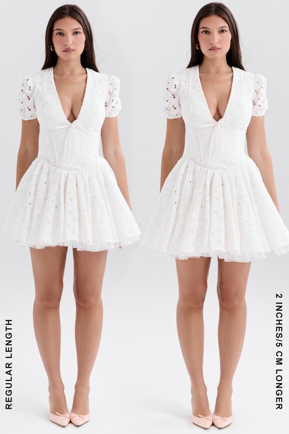 Imani  white pleated broderie anglais mini dress Product Image