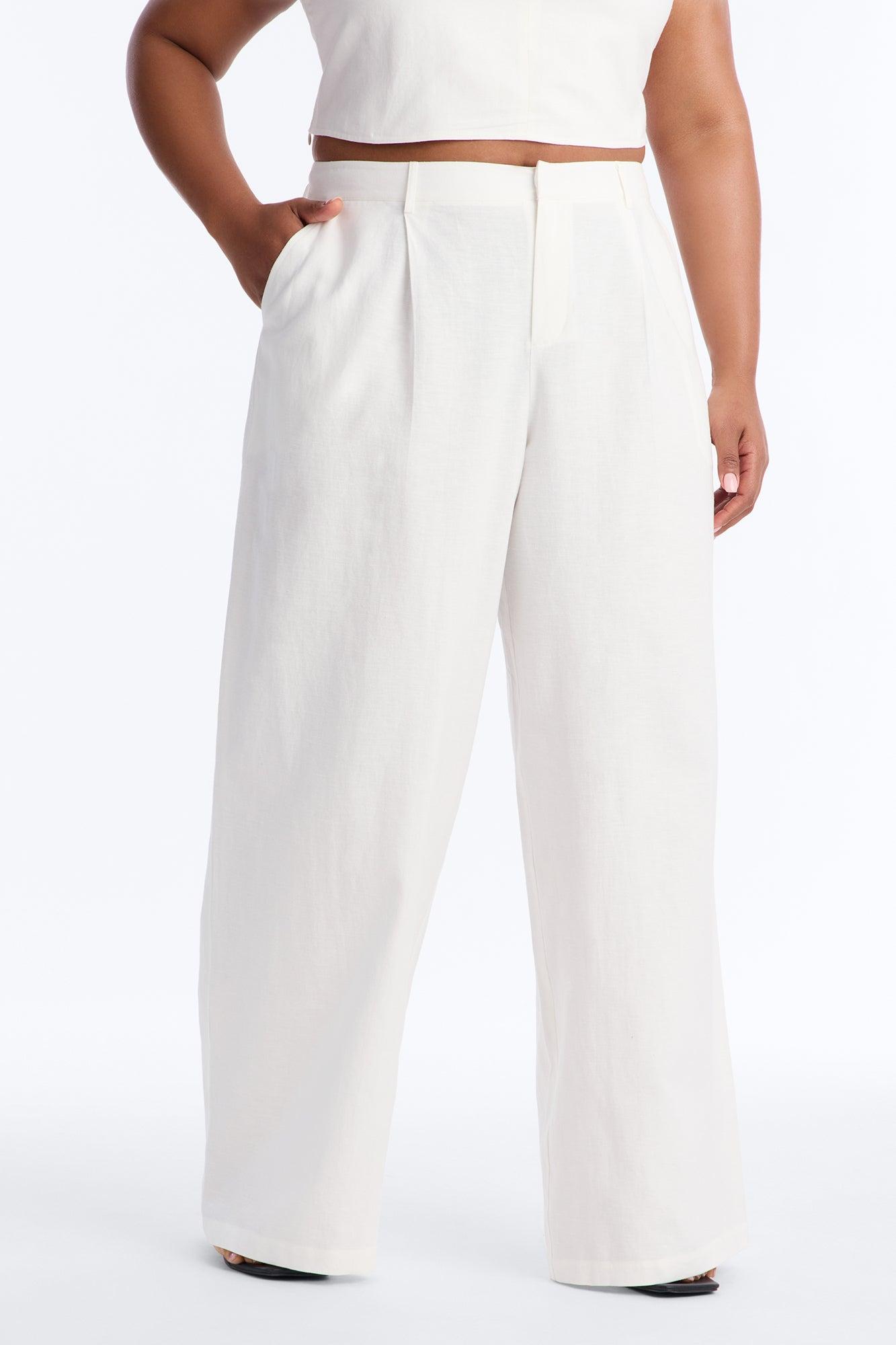 Ocean Breeze Linen Low Rise Pant 33″ - White Female Product Image