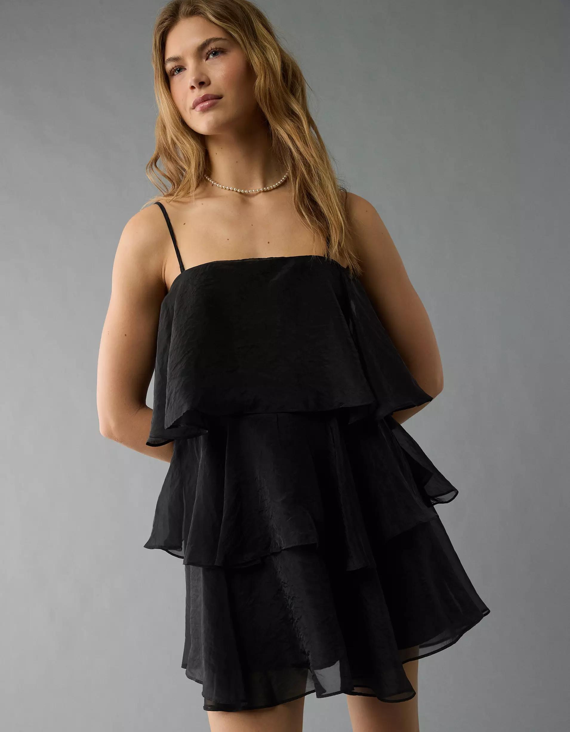 AE Strapless Ruffle Tiered Mini Dress Product Image