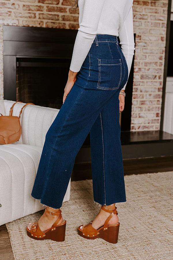 The Adriana High Waist Wide Leg Jean in Dark Wash Product Image
