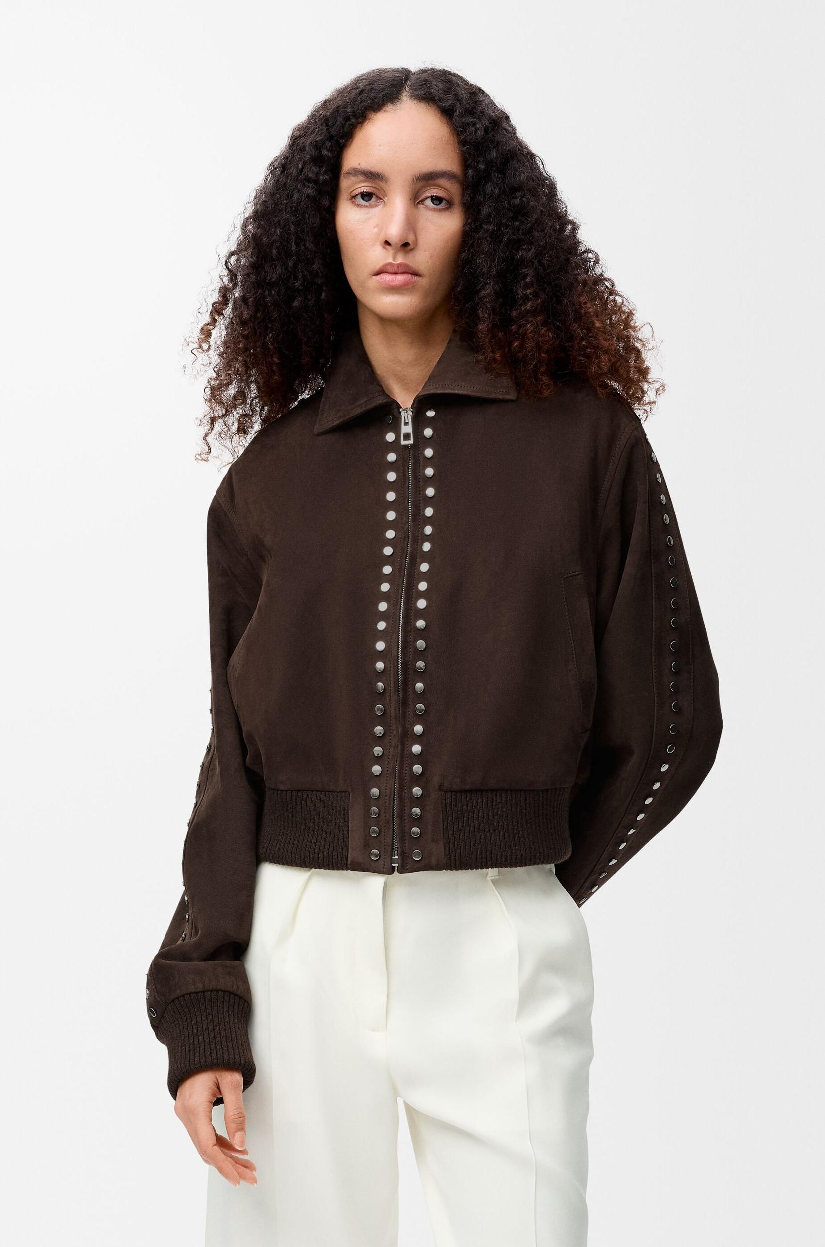 Bomber jacket in suede lambskin Product Image
