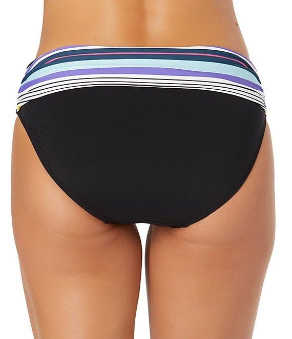 Anne Cole Barcode Multi Color Stripe Fold Over Hipster Swim Bottom Product Image