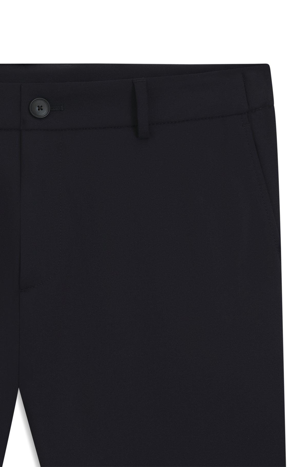 BOSS - Slim-fit trousers in micro-patterned stretch fabric - Dark Blue Product Image