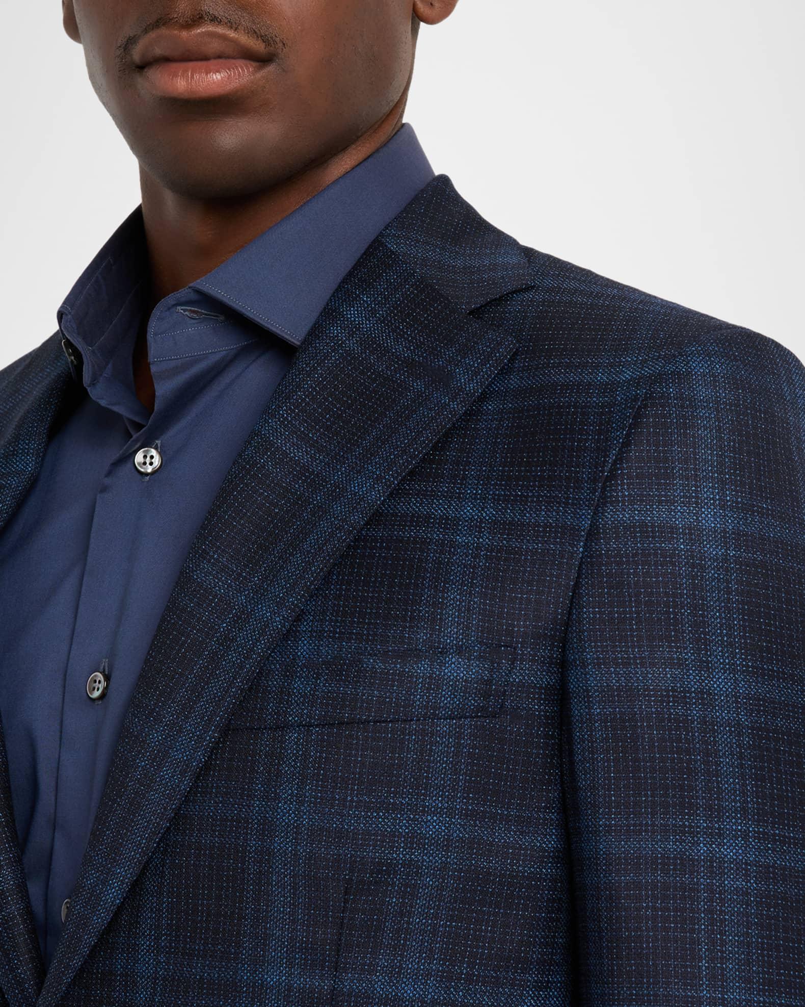 Men's Plaid Single-Breasted Blazer Jacket Product Image