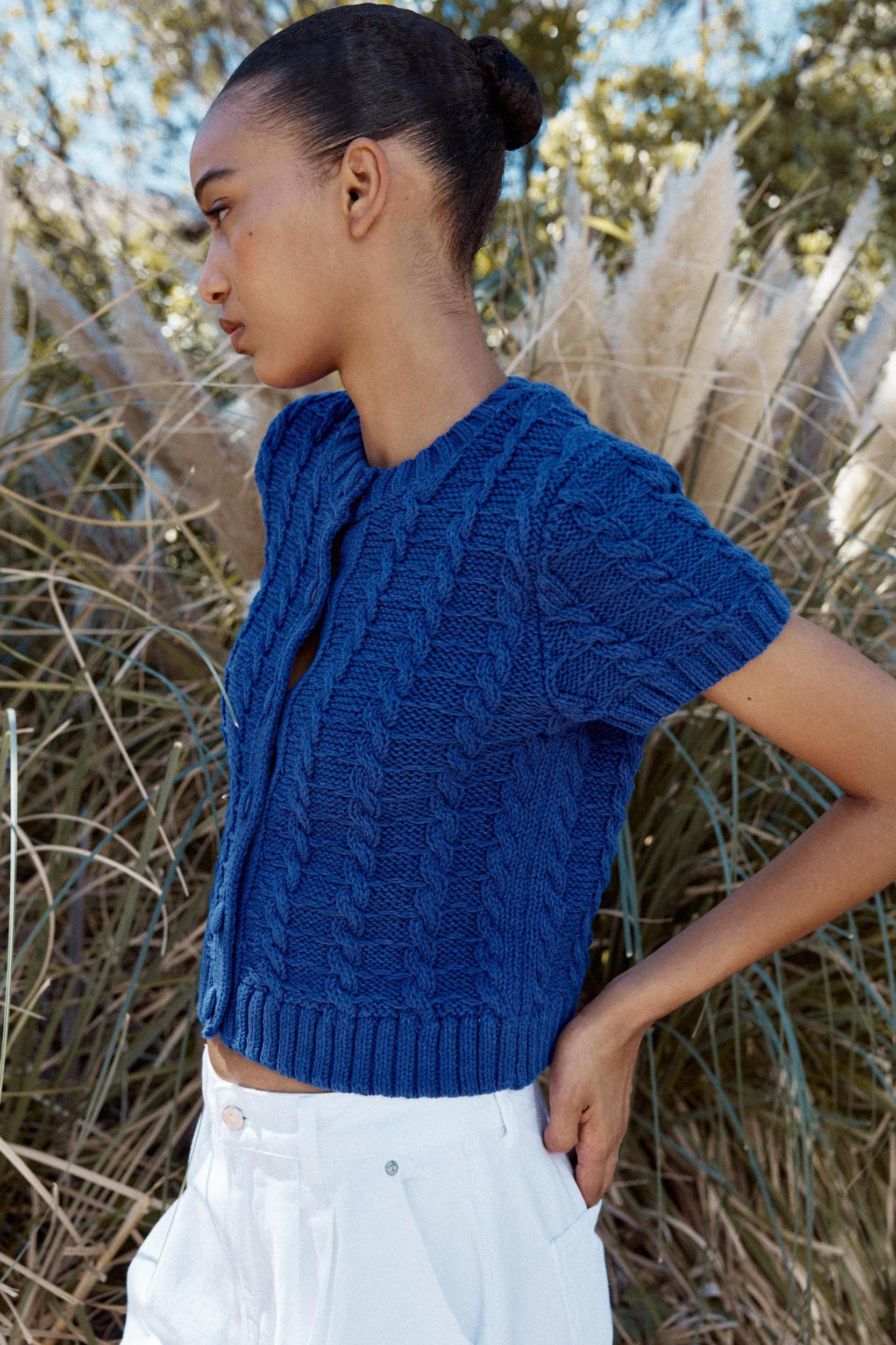KNIT CARDIGAN WITH SHORT SLEEVES Product Image