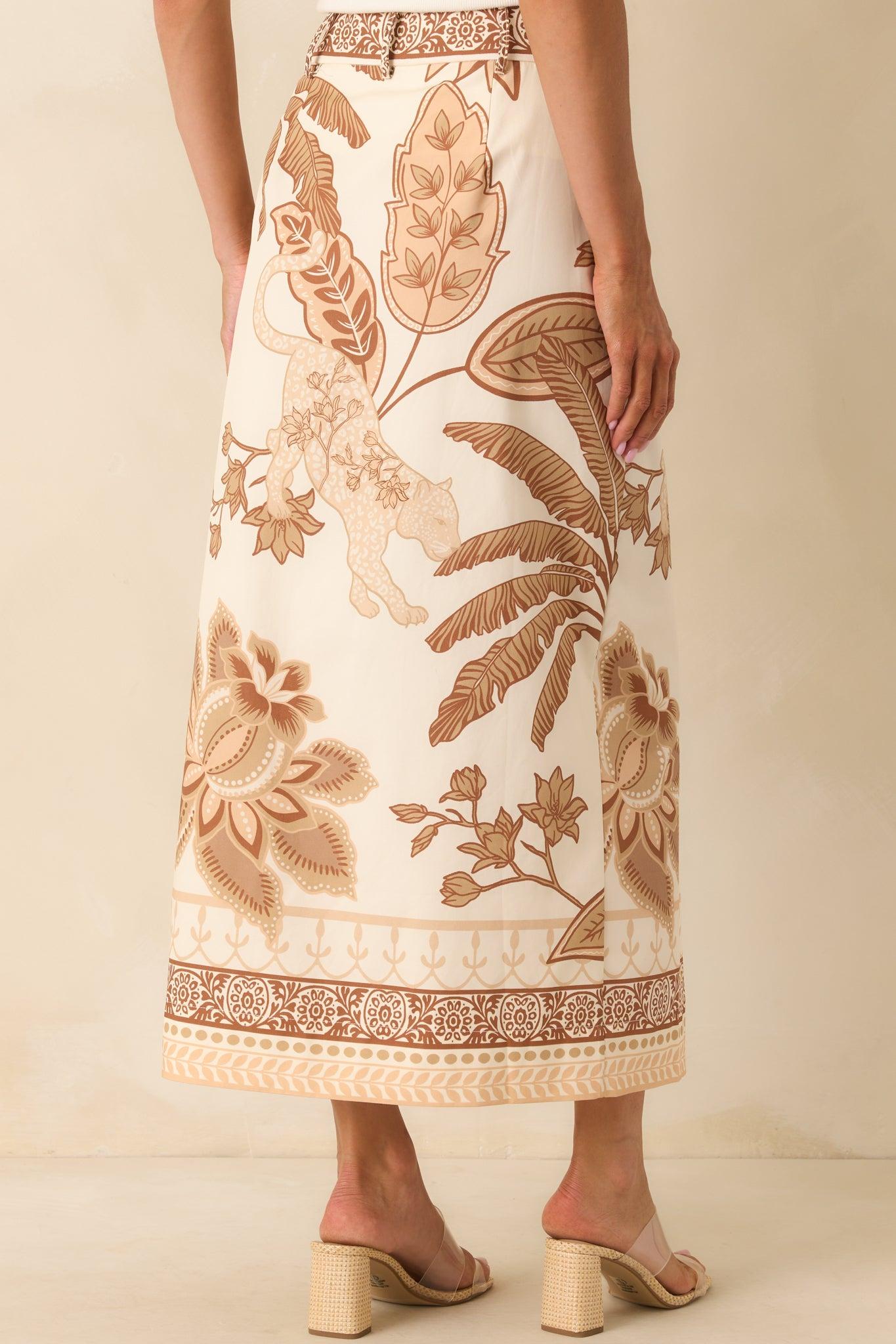 Aylaya Beige Multi Print Cotton Cairo Maxi Skirt Product Image