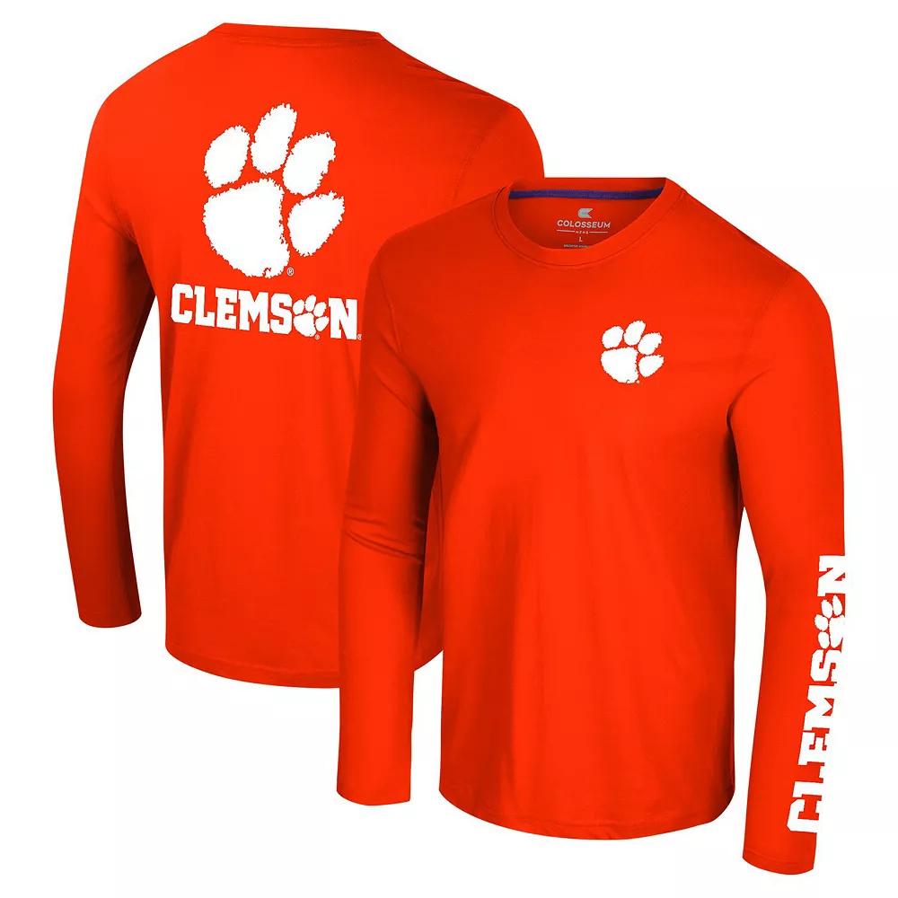 Men's Colosseum Orange Clemson Tigers Logo Lockup 3-Hit Active Blend Long Sleeve T-Shirt,  Product Image