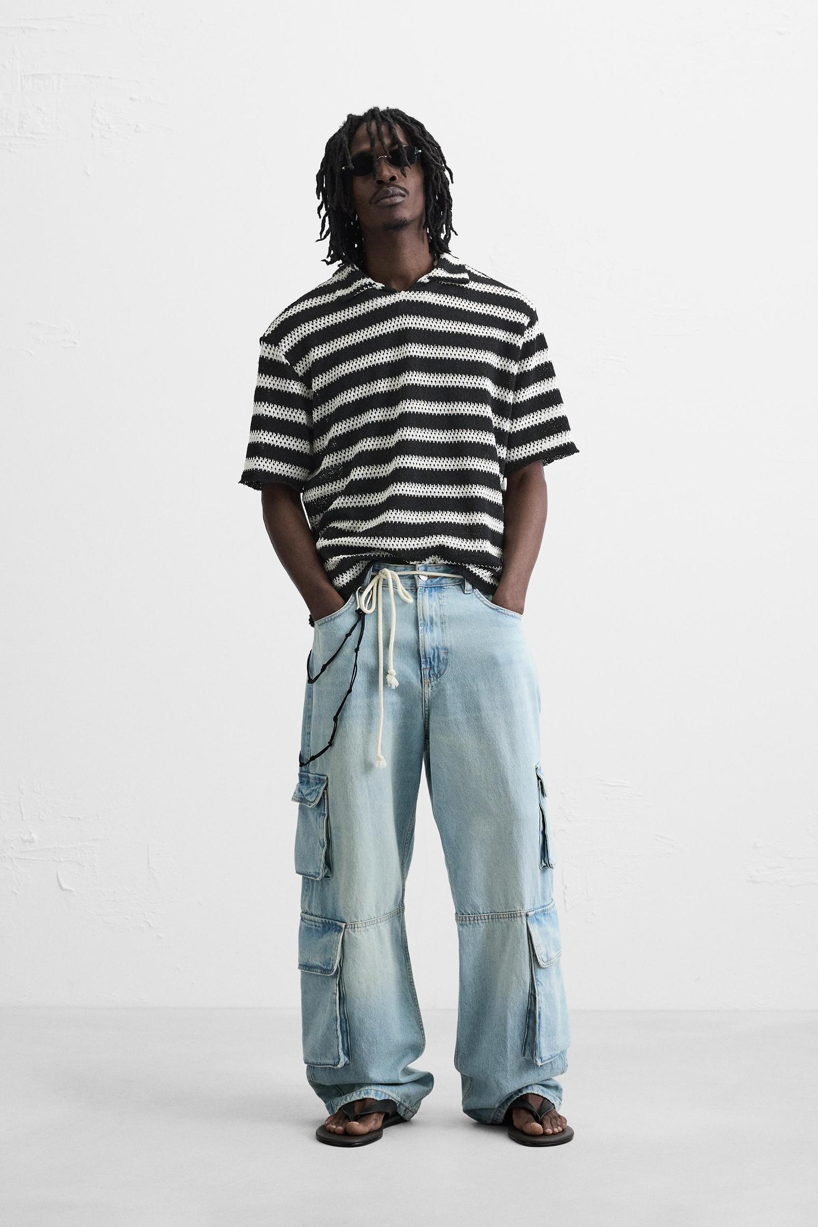 STRIPED KNIT POLO SHIRT Product Image