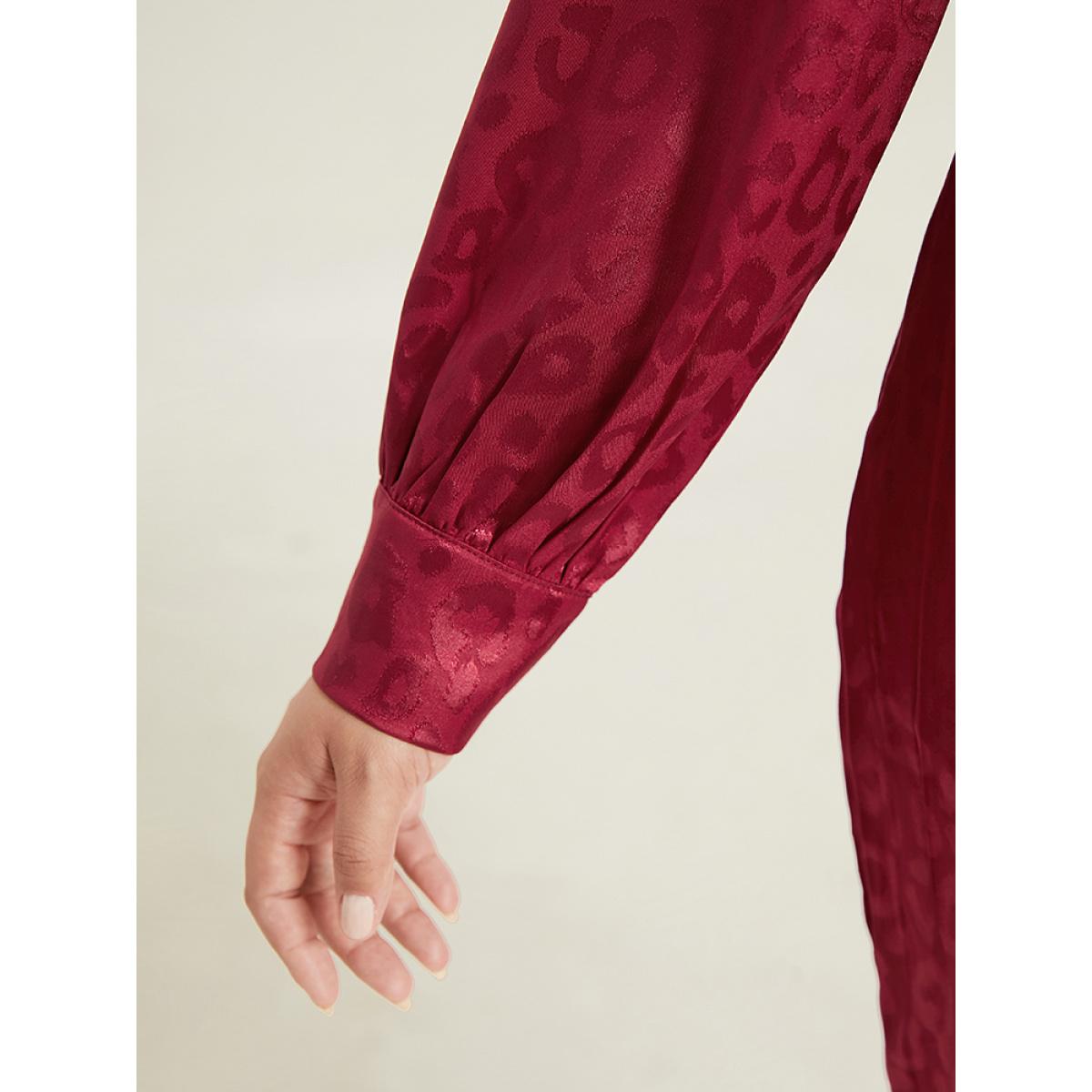 Plus Size Solid V Neck Gathered Wrap Hem Dress Scarlet Women Party Plain V-neck Long Sleeve Curvy Knee Dress BloomChic 18-20/2X Product Image