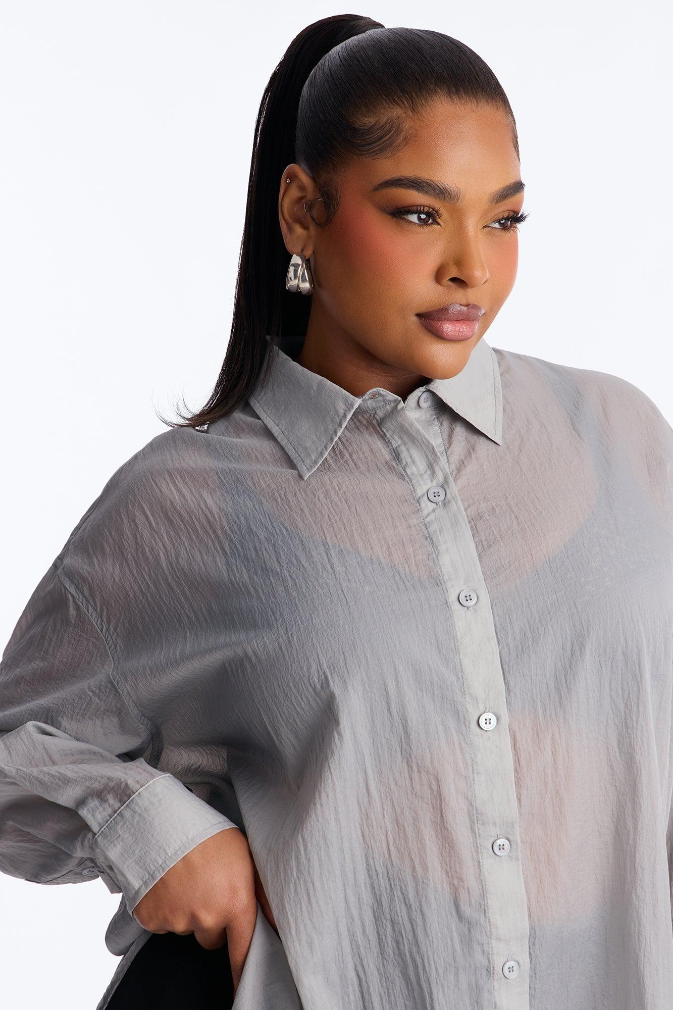 Take Me There Windbreaker Shirt - Grey Female Product Image