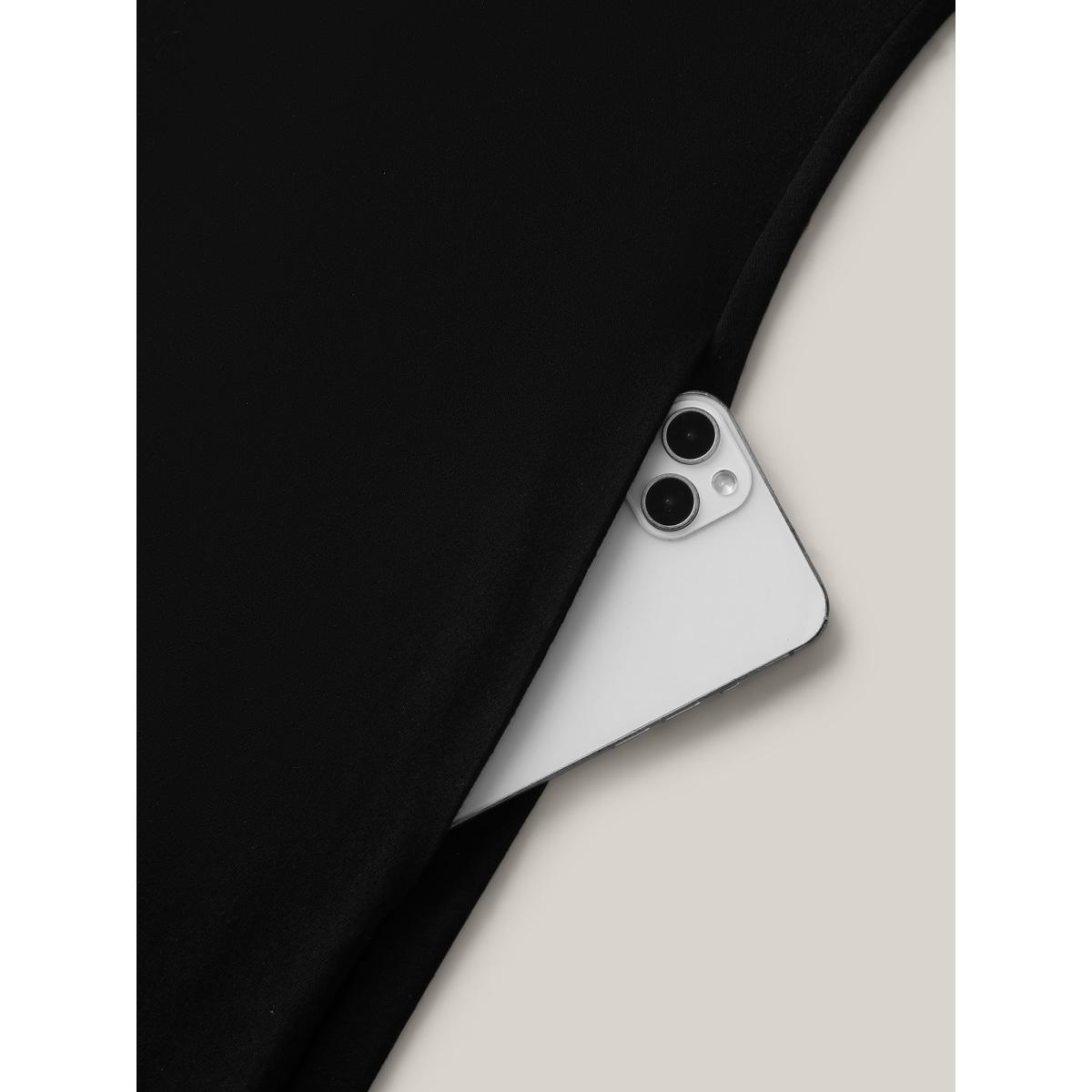 Plus Size Supersoft Stretchy High-Low Hem T-Shirt Black Women Leisure Non Round Neck Loose Casual T-shirts BloomChic 22-24/3X Product Image