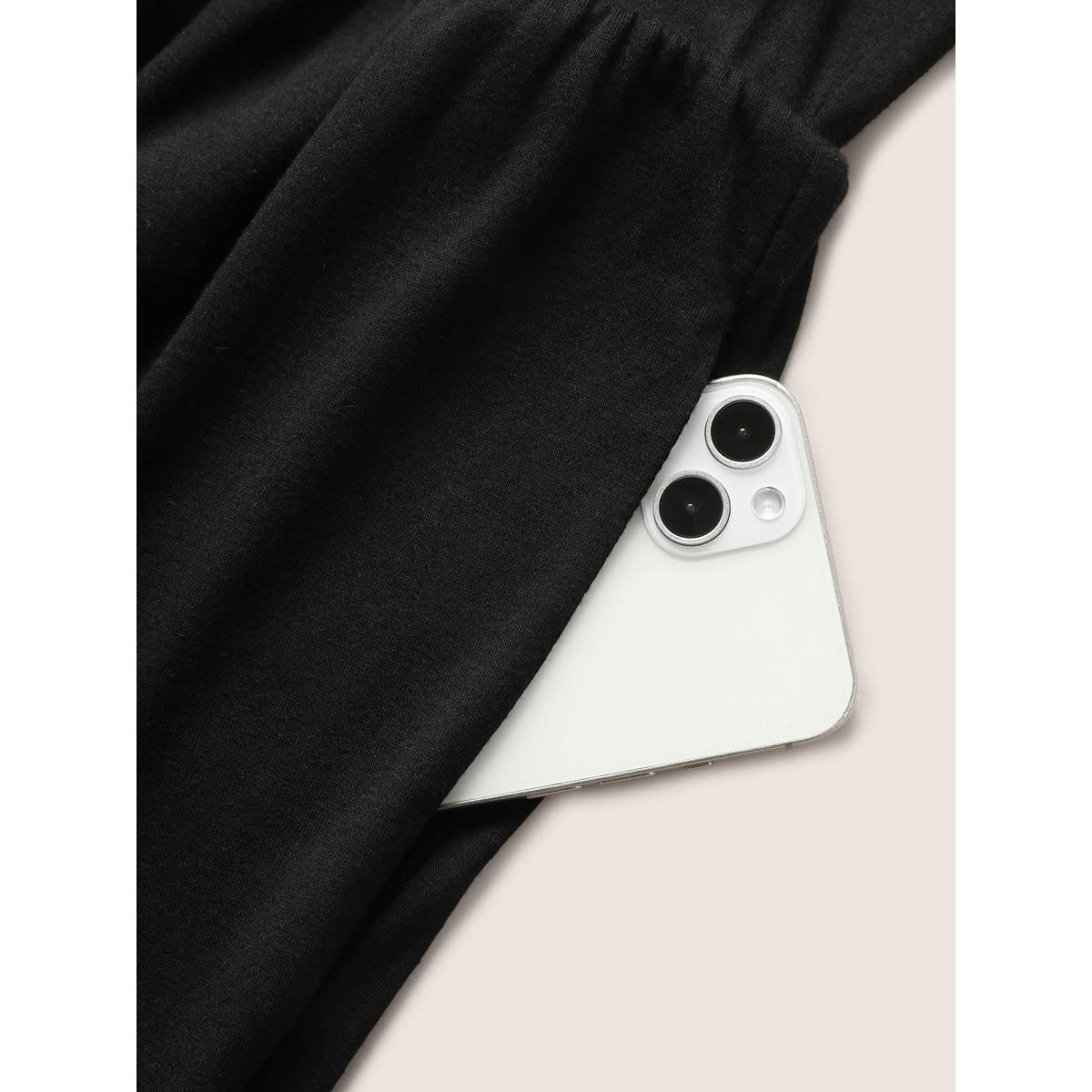 Plus Size Black Solid Button Detail Gathered Jumpsuit Women Casual Sleeveless Non Everyday Loose Jumpsuits BloomChic 30/6X Product Image