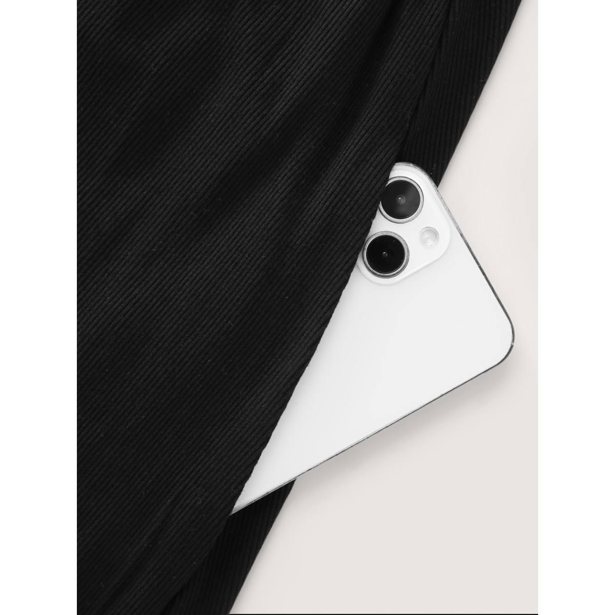 Plus Size Supersoft Cut-Out Back Round Neck Midi Dress Black Women Leisure Woven ribbon&lace trim Round Neck Extra Long Sleeve Curvy BloomChic 10/M Product Image