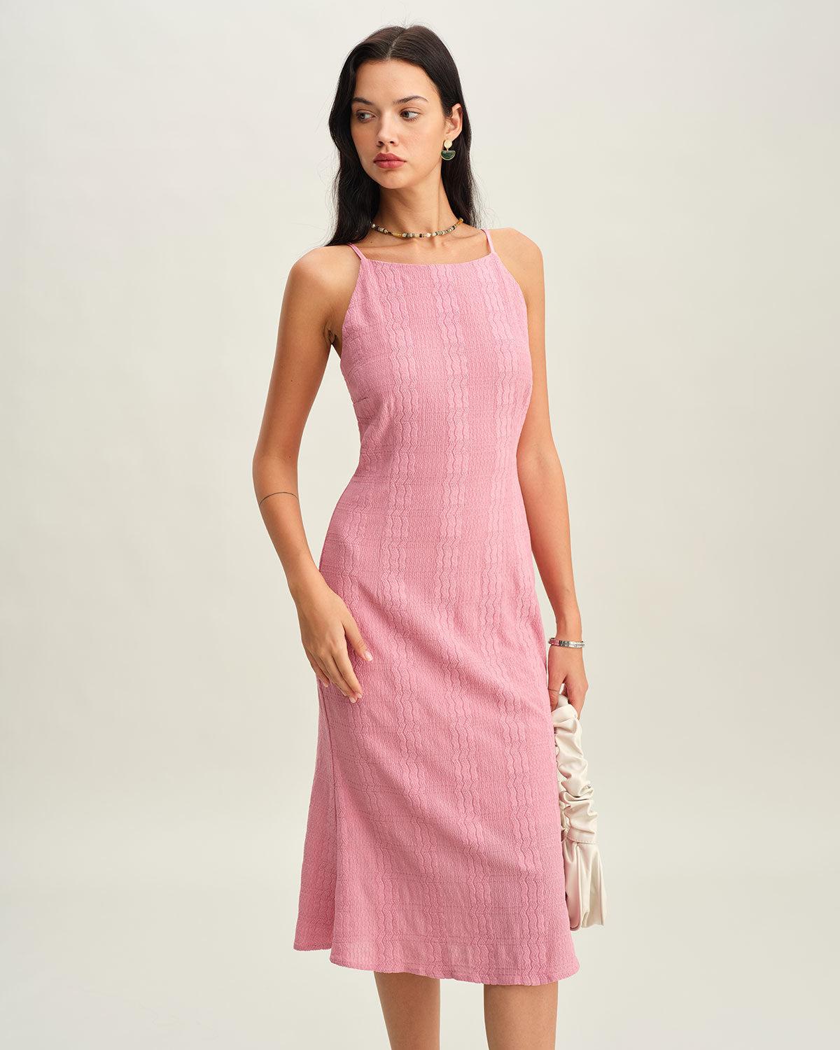 Pink Mermaid Slip Midi Dress Product Image