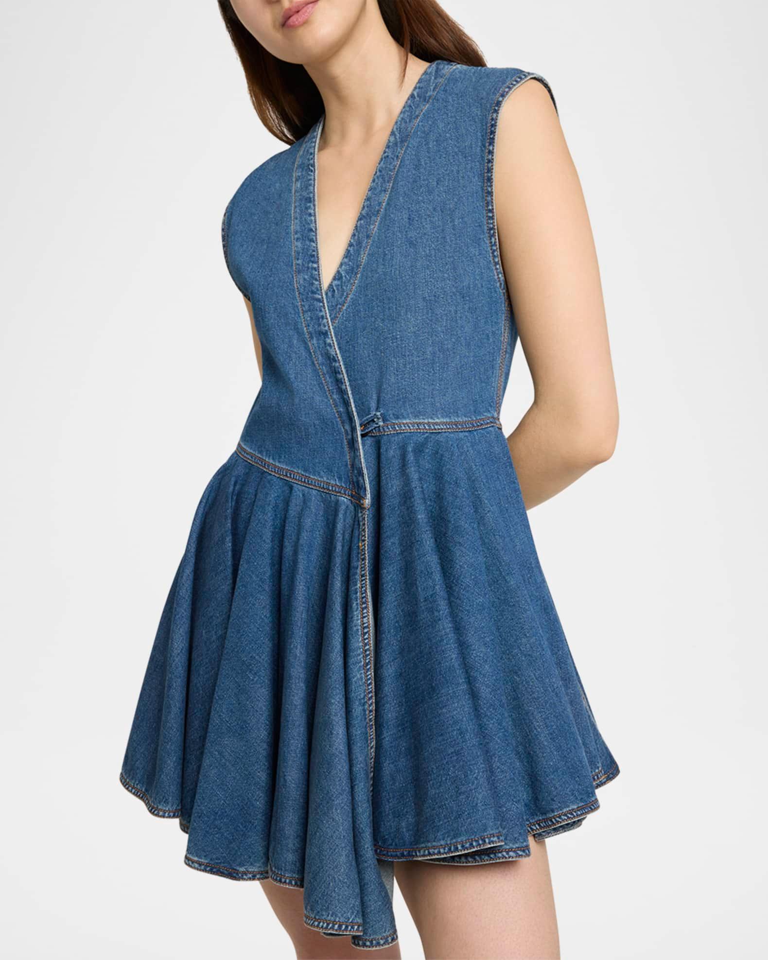 Sleeveless Denim Wrap Dress Product Image