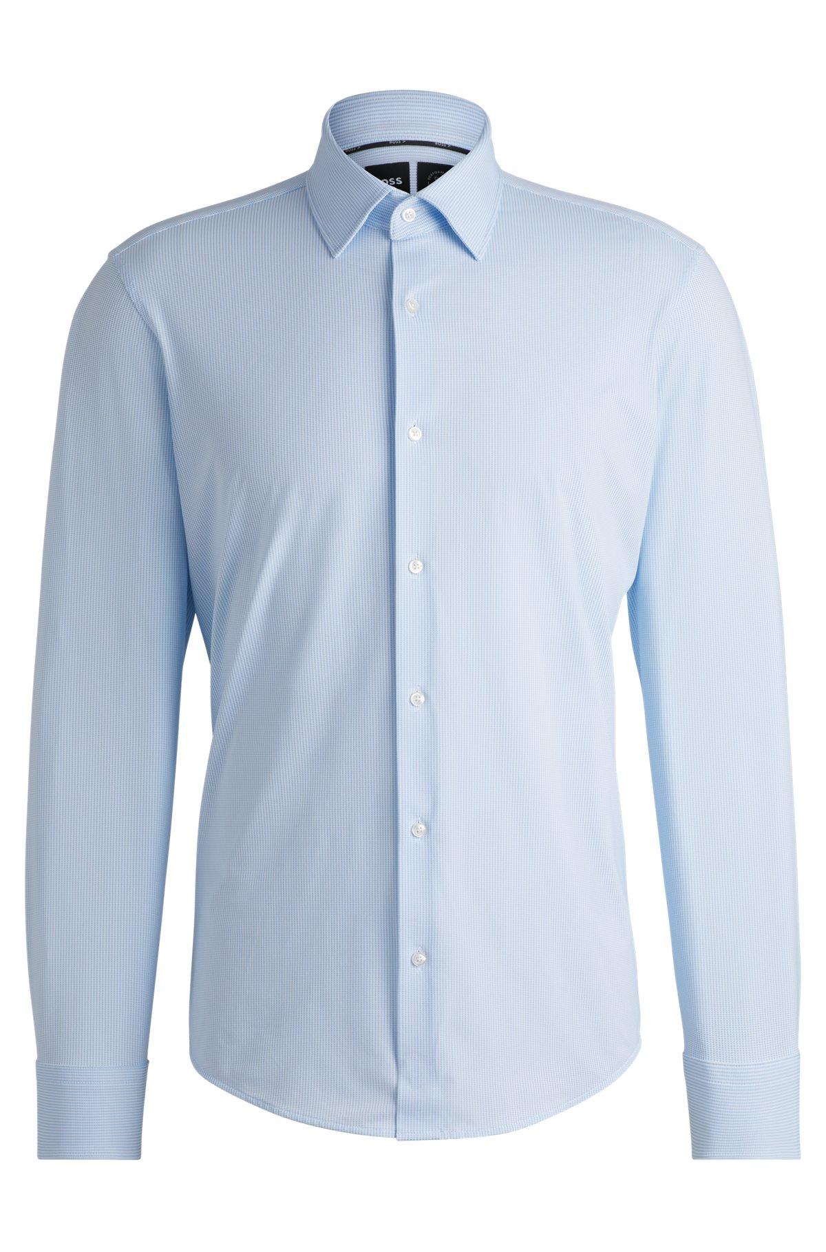 Regular-fit shirt in structured performance-stretch fabric Product Image