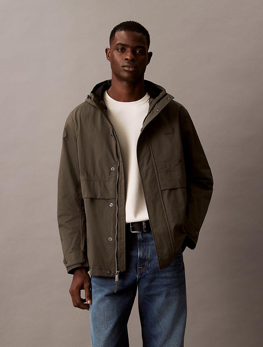 Crinkle Nylon Hooded Windbreaker Jacket Product Image