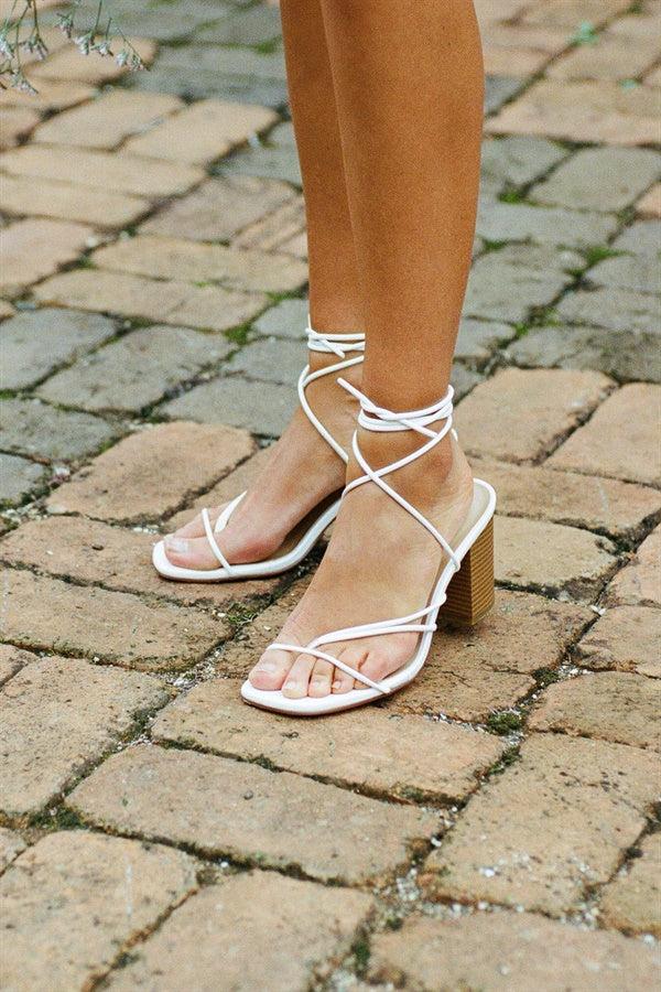 Zita Strappy Heels - White Product Image