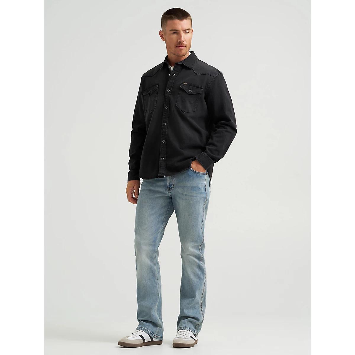 Men's Denim Western Snap Front Shirt Denim Product Image