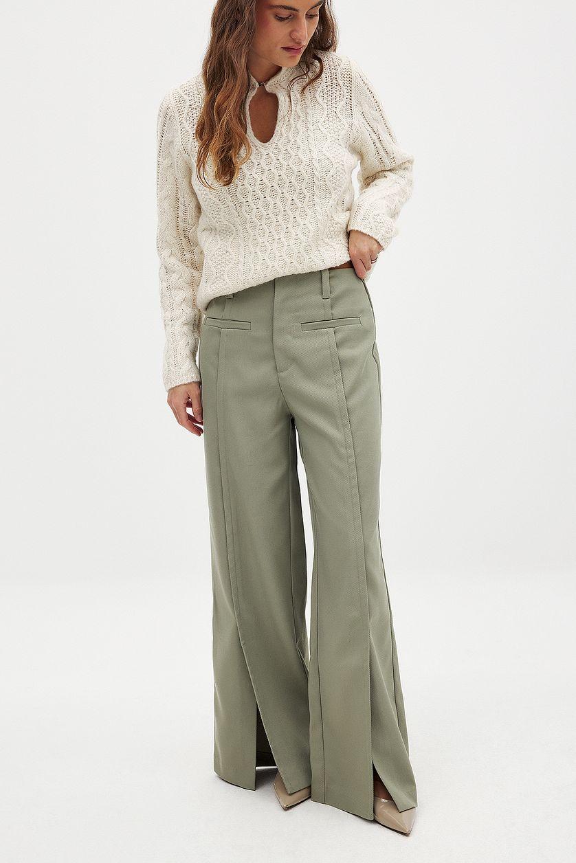 High Waist Slit Suit Trousers Product Image