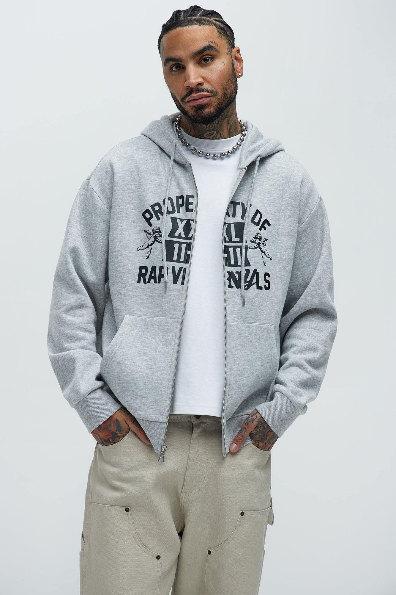 Tyson Rap Vinyls Zip Up Hoodie - Heather Grey Product Image