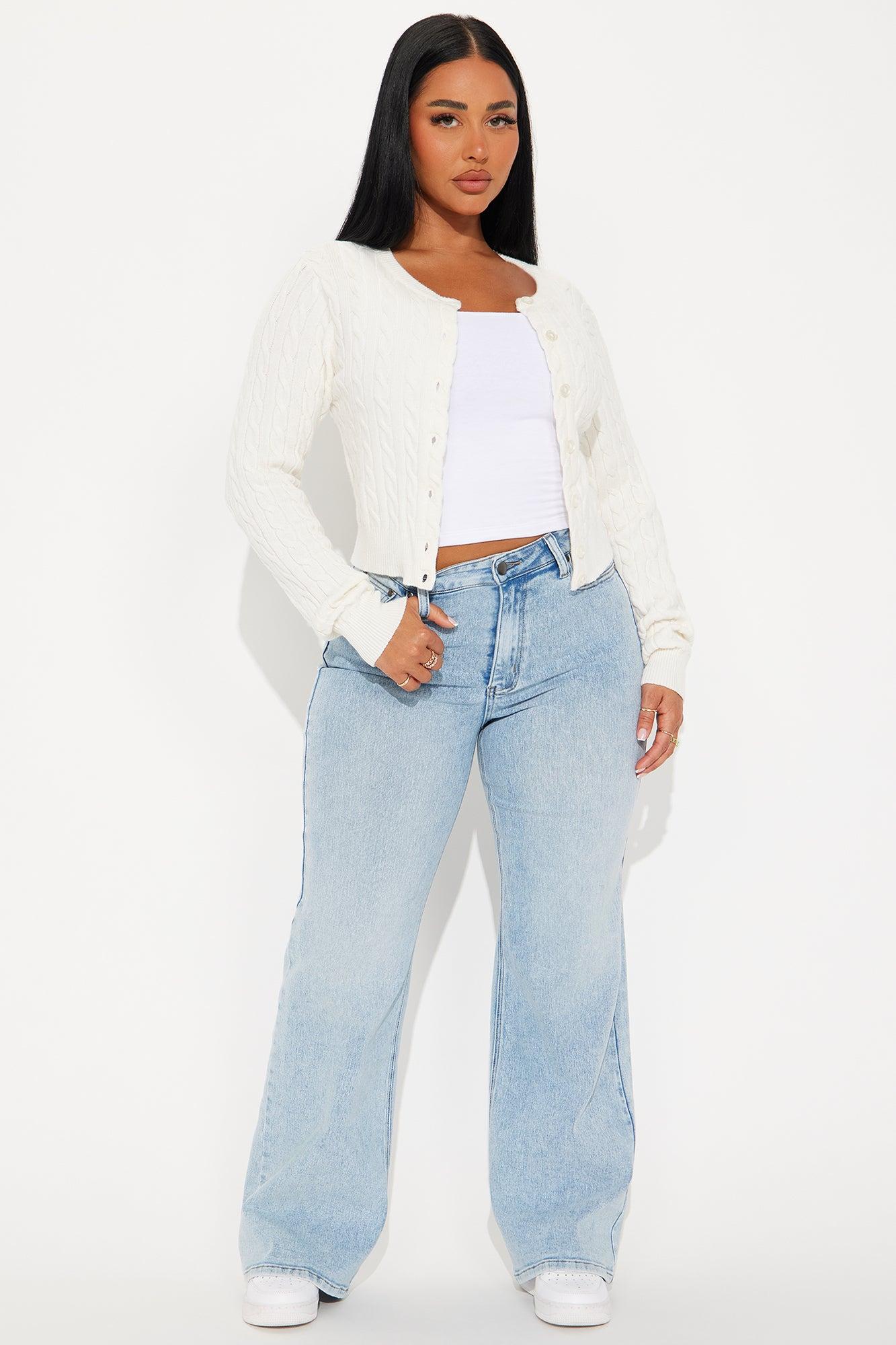 Elowen Cable Knit Cardigan - White Product Image