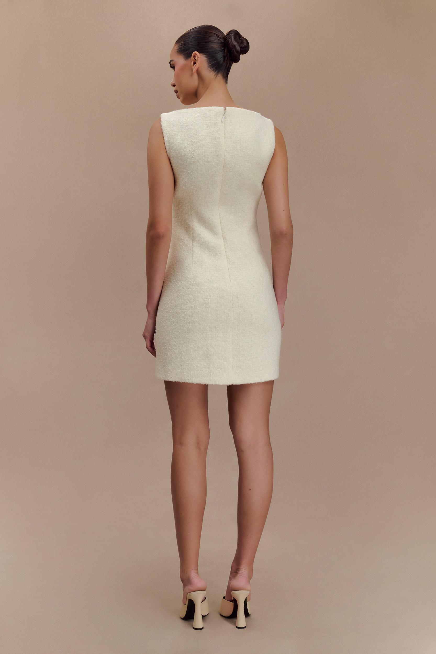 Angela Textured Boucle Mini Dress - Ivory Product Image