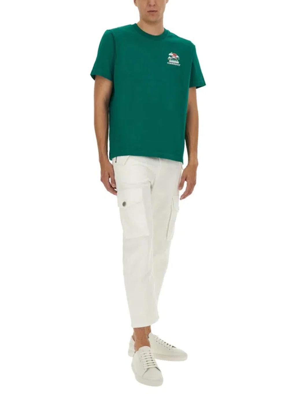 CASABLANCA Mens Montagne Ondulee Brand-print Cotton-jersey T-shirt In Green Product Image