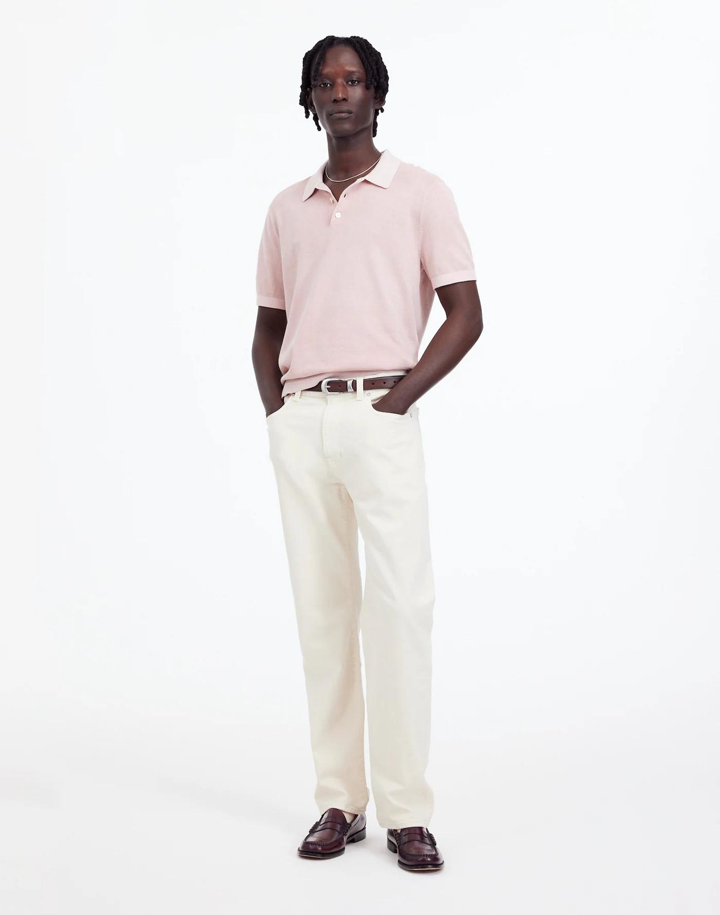 Three-Button Sweater Polo Shirt Product Image