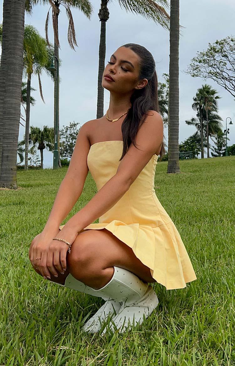 Good Days Yellow Strapless Mini Dress Product Image