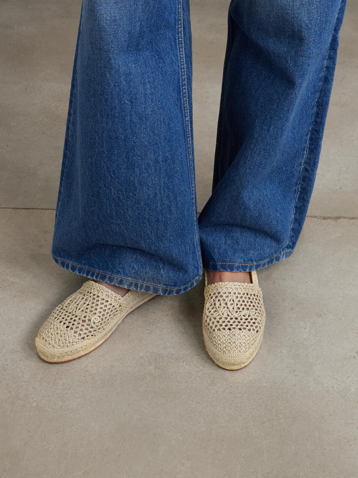 CHLOÉ Womens Chloe Isla Logo-embossed Crochet Espadrilles In Brown Product Image