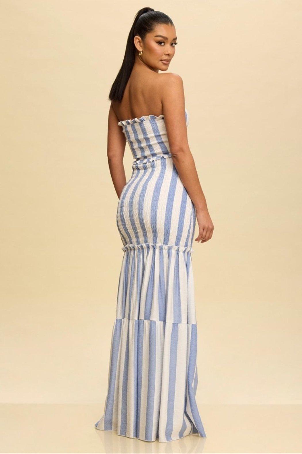 Striped Strapless Dress Product Image