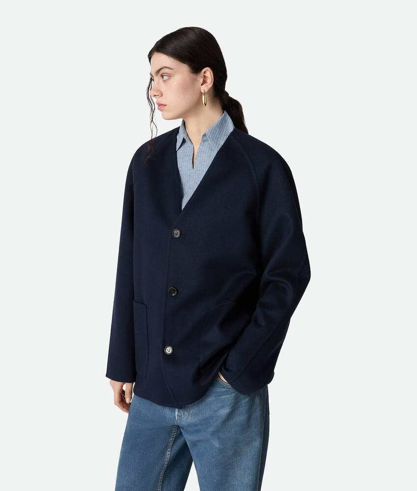 Women's Light Wool And Cashmere Coat in Navy Product Image
