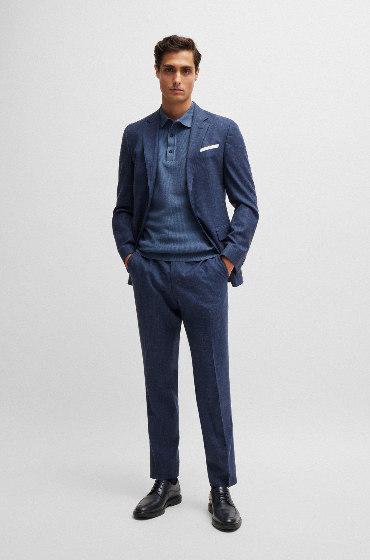 Regular-fit knit polo with mixed structures Product Image