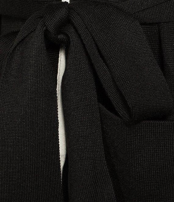 Calvin Klein Contrast Tie-Front Notch Lapel Long Sleeve Sweater Product Image