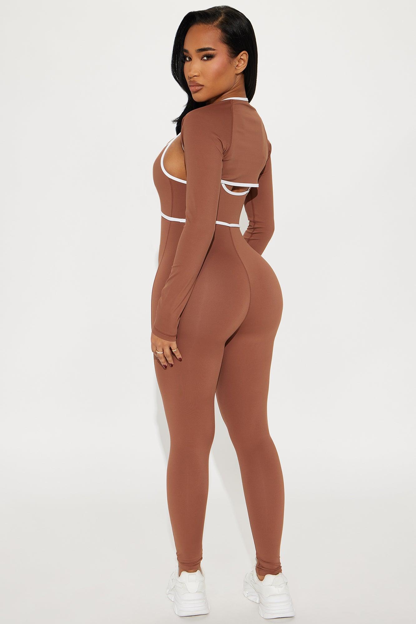 Heidi 2 Piece Bolero Active Jumpsuit - Mocha Product Image