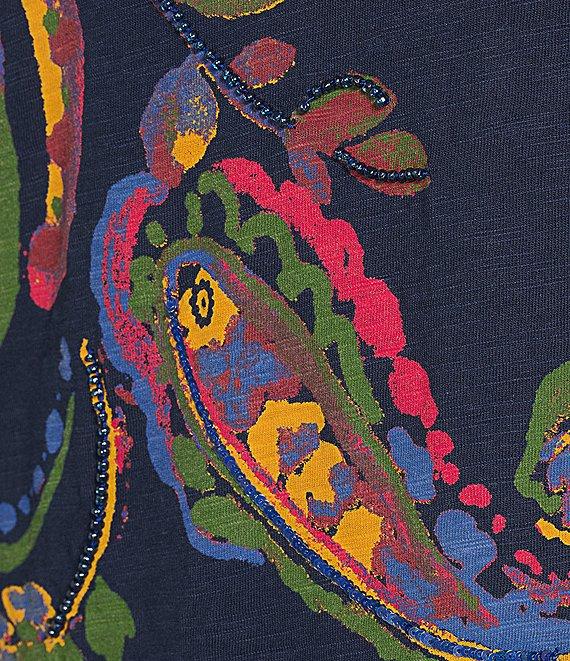 Investments Multi Paisley Short Sleeve Novelty Crew Neck Top Product Image