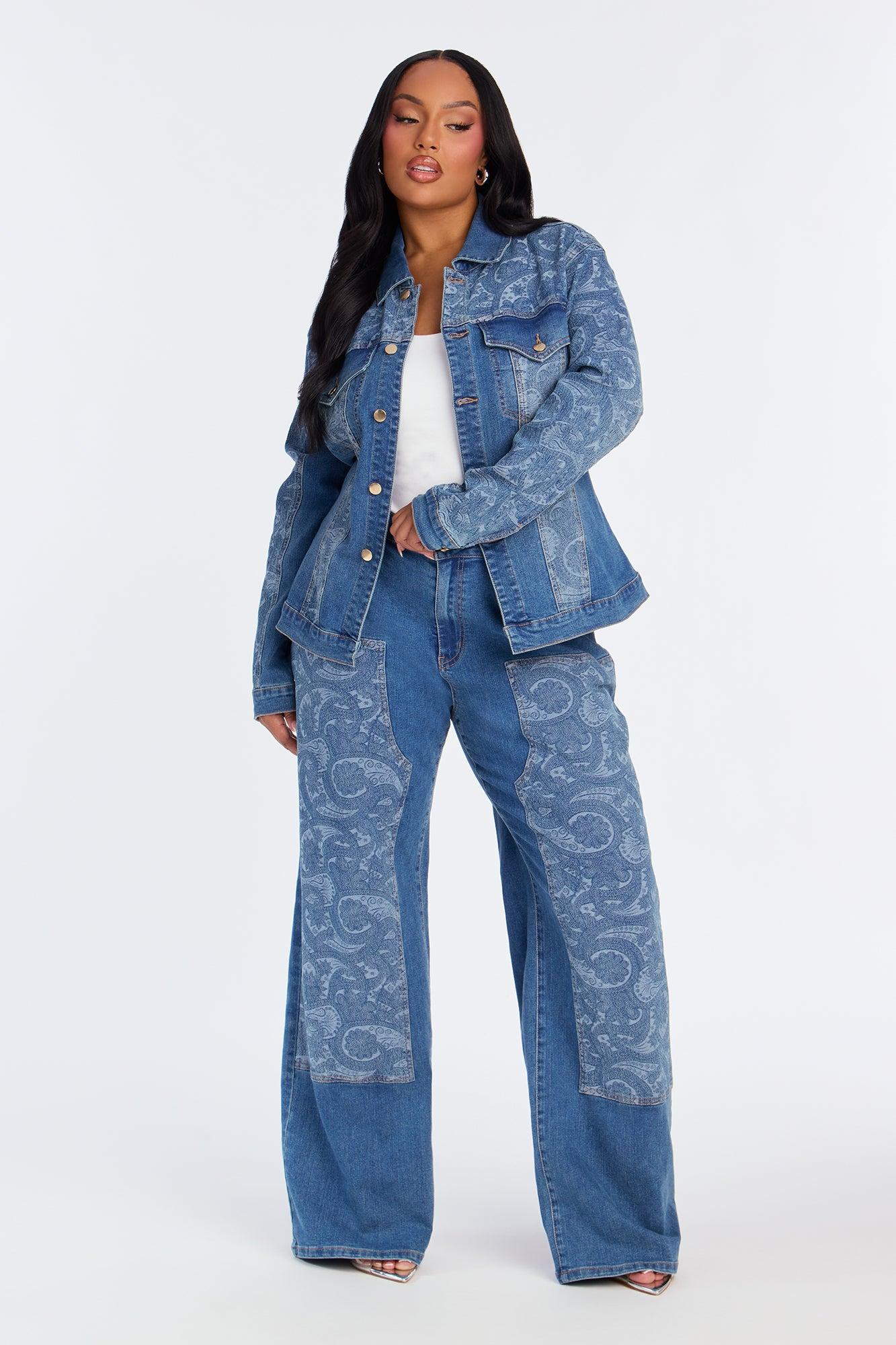 Presley Fitted Denim Pant Set - Medium Wash Female Product Image