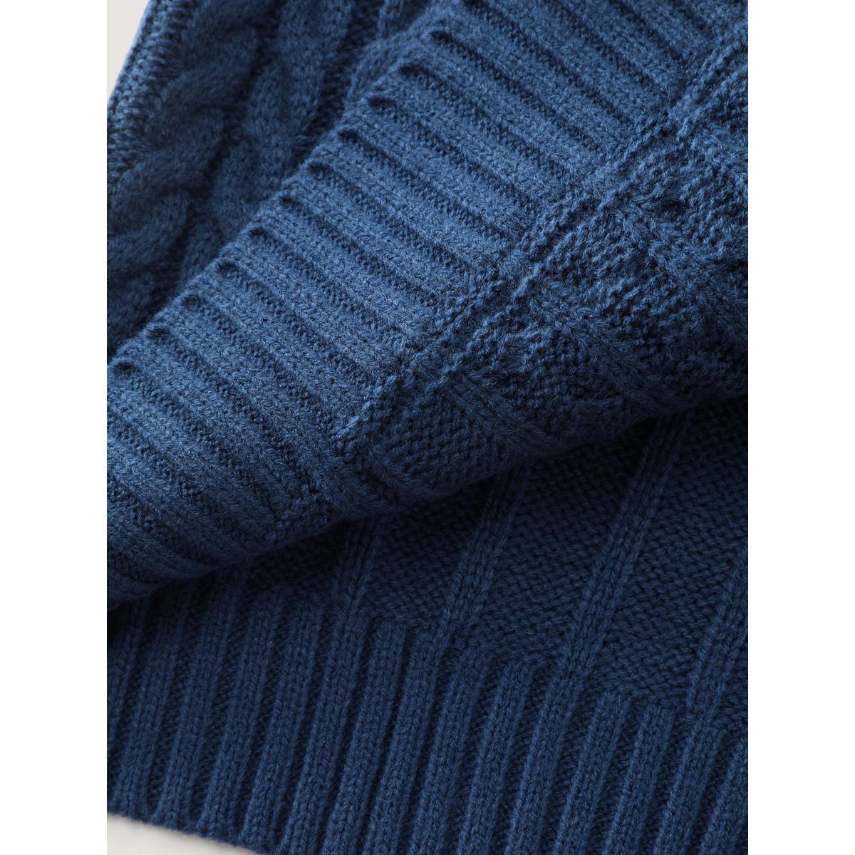 Plus Size Cableknit Zipper Hooded Knit Cardigan Aegean Women Leisure Loose Long Sleeve Casual Cardigans BloomChic 28/5X Product Image