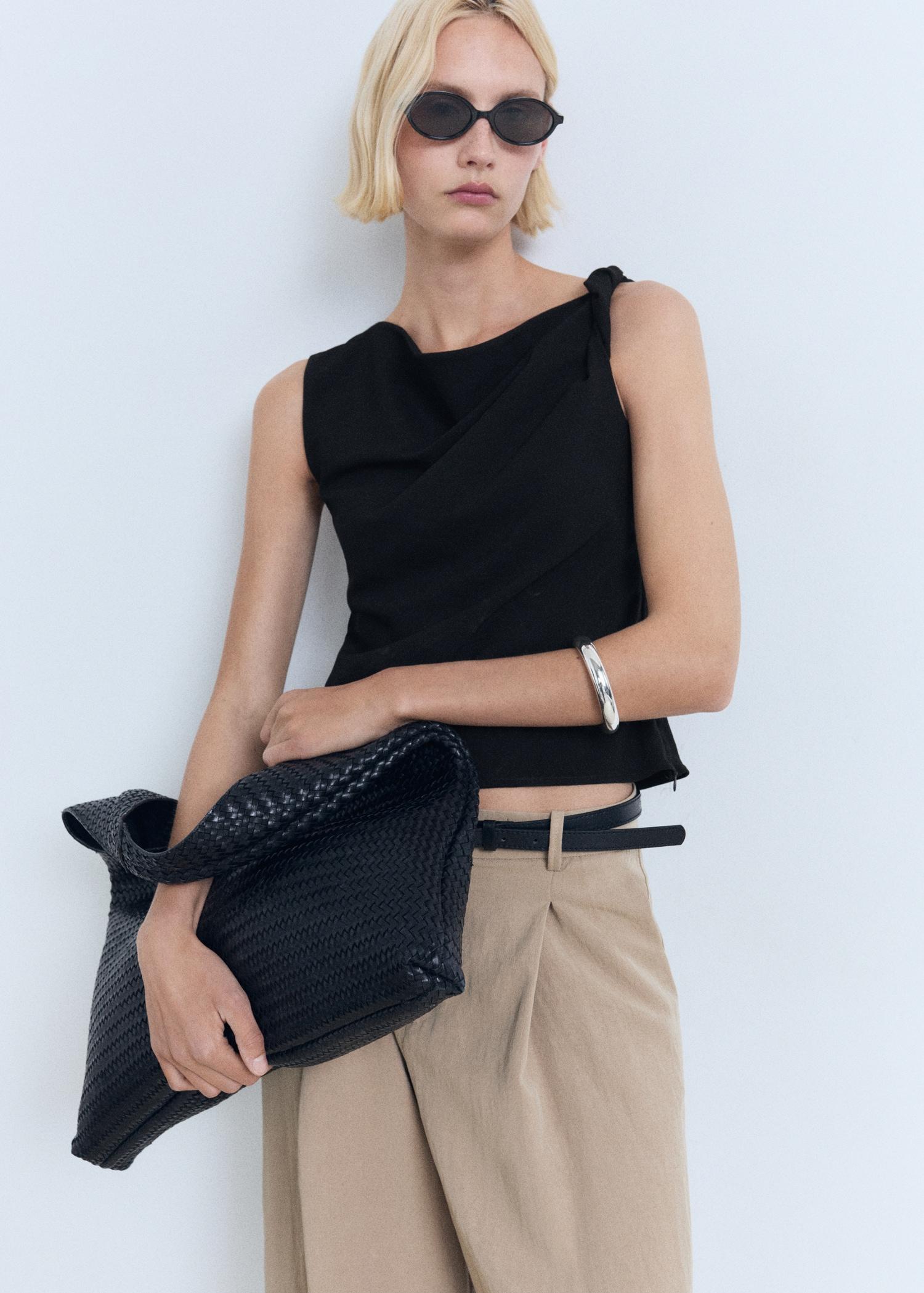 Asymmetrical draped top with straps - Women | MANGO USA Product Image