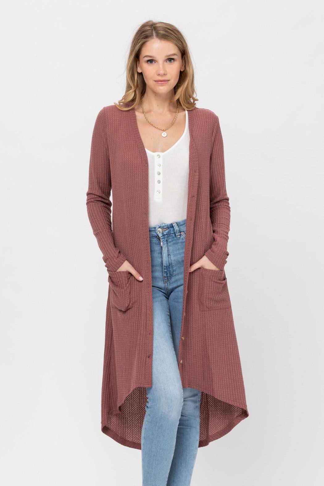 Button Down Solid Color Knit Cardigans With Pockets Product Image