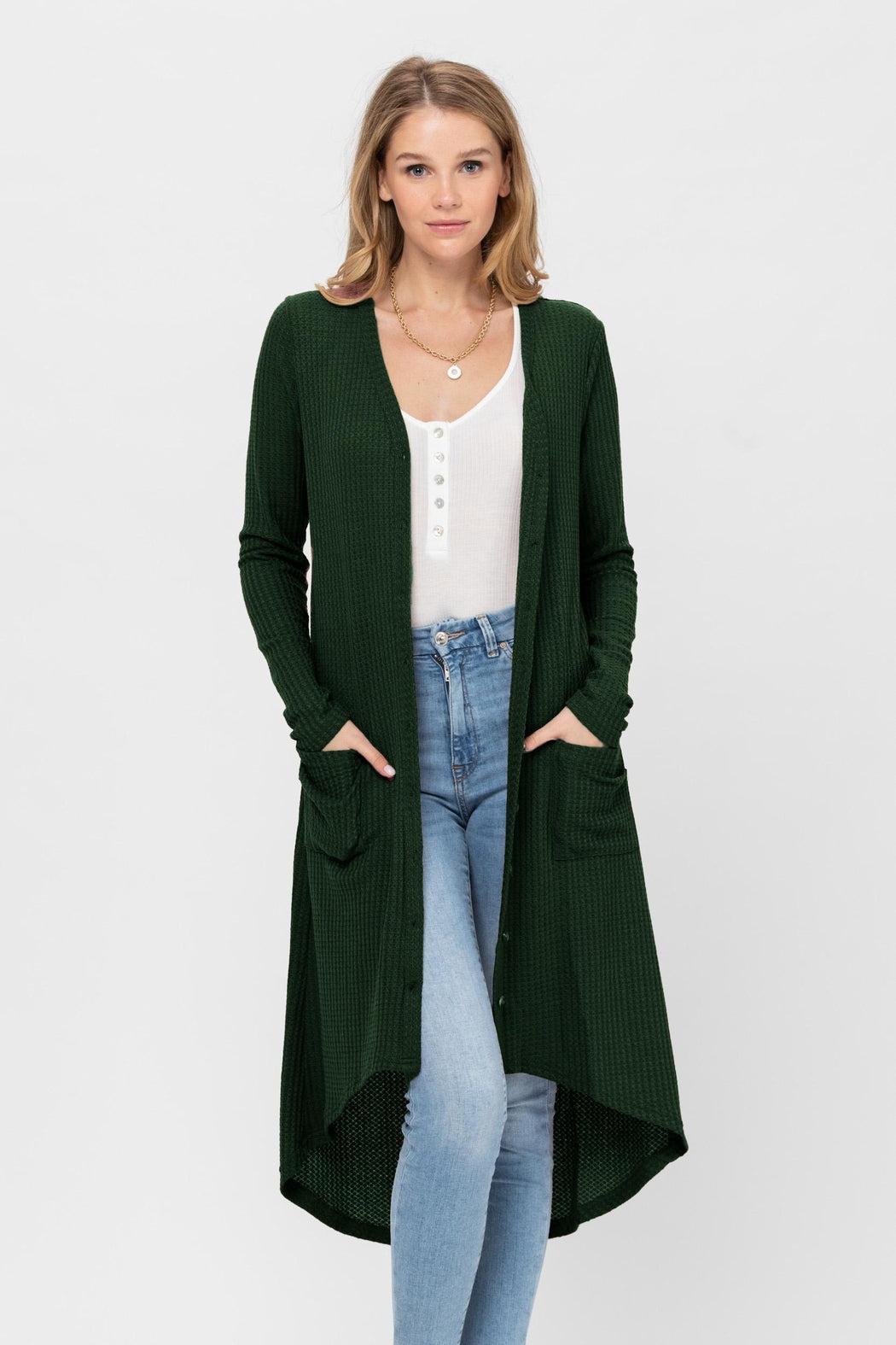 Button Down Solid Color Knit Cardigans With Pockets Product Image