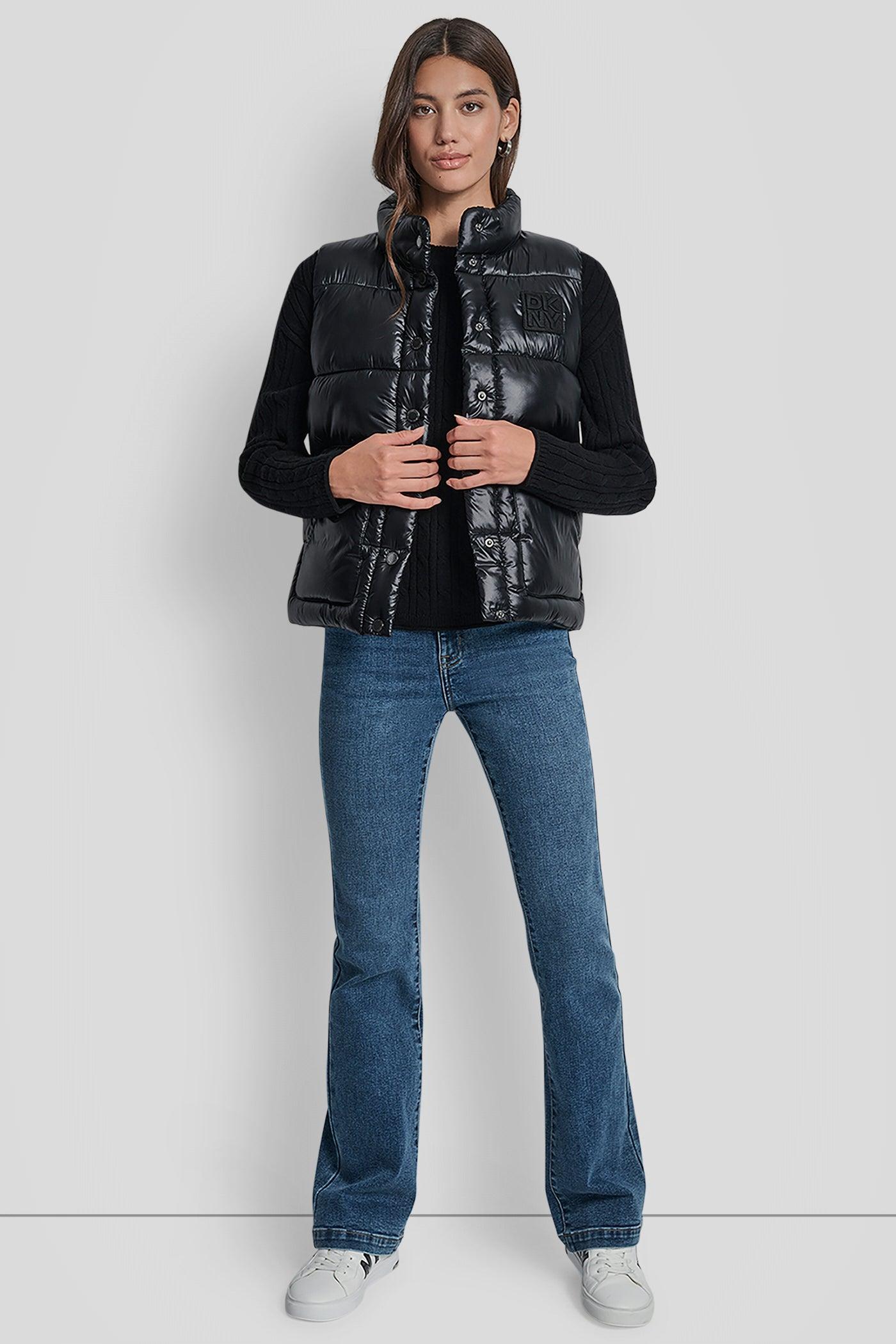 QUILTED MOCK NECK LOGO PUFFER VEST Product Image