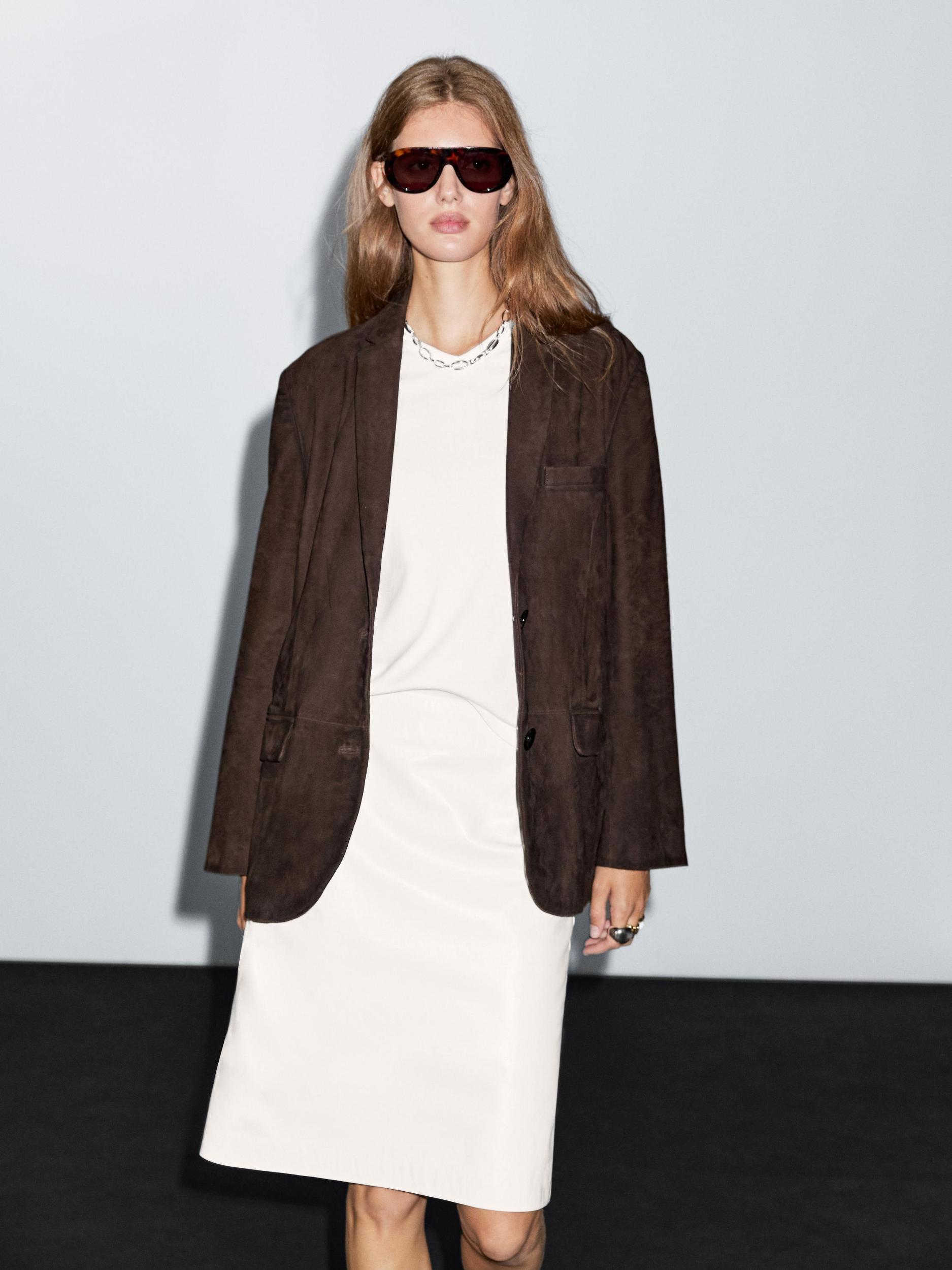 Suede leather blazer Product Image