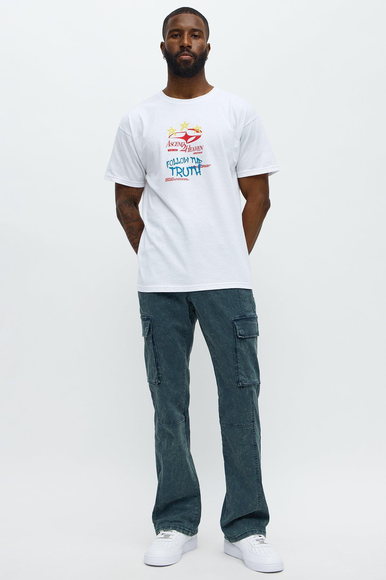 Stacked Skinny Flare Message Me Cargo Pants - Blue Product Image