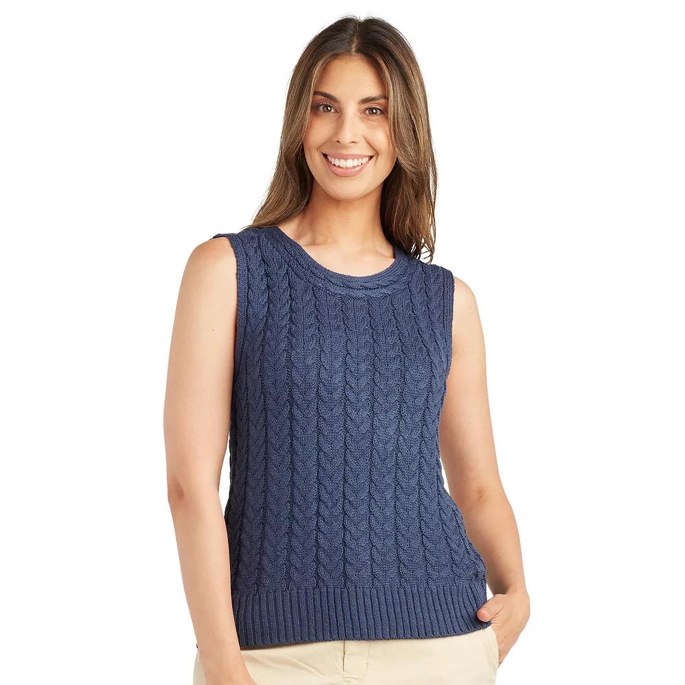 Petite AB Studio Cable Sweater Tank, Womens Blue Product Image