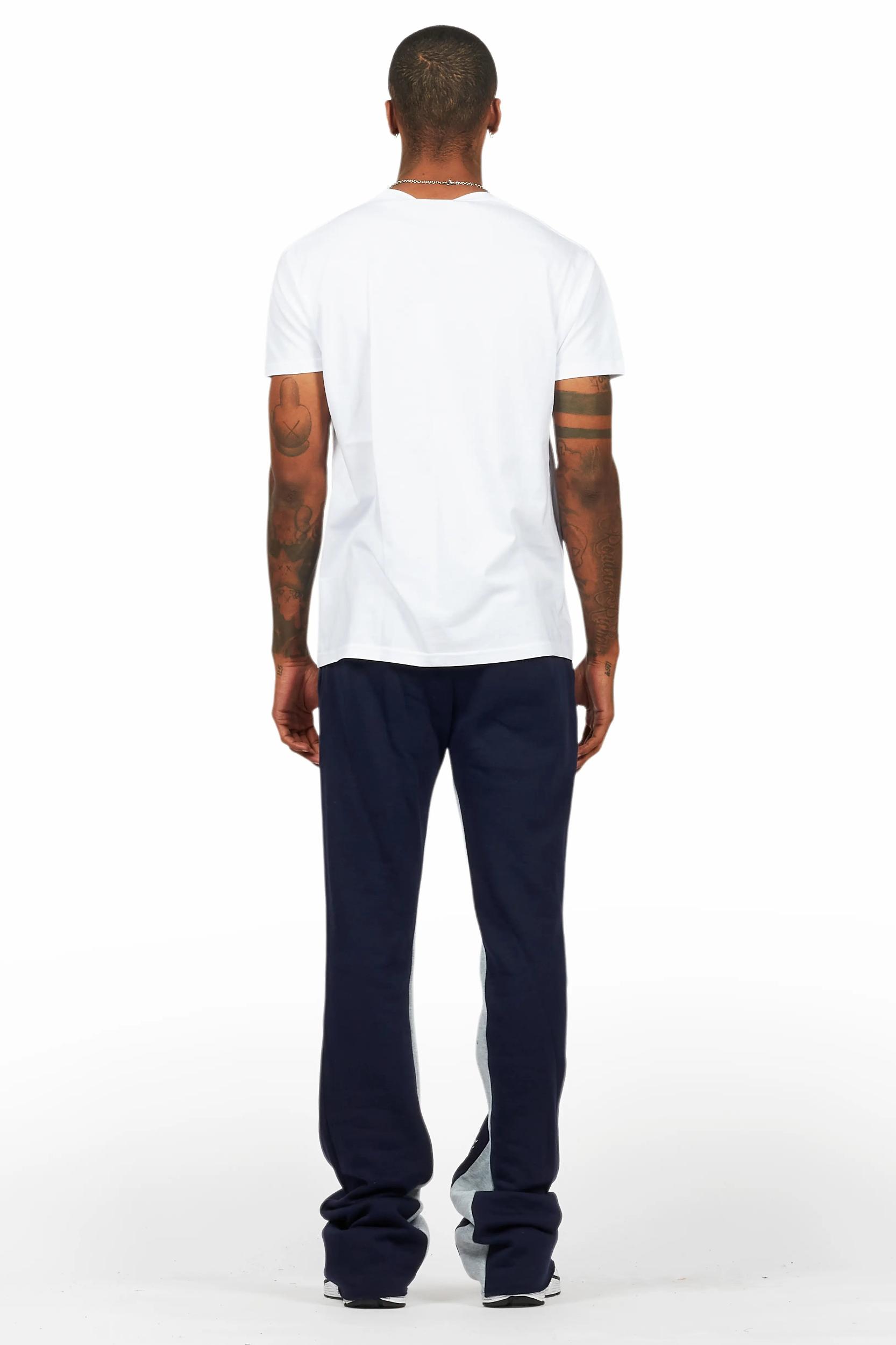 Racing Grung White/Navy T-Shirt/Stacked Baggy Track Pant Set Male Product Image
