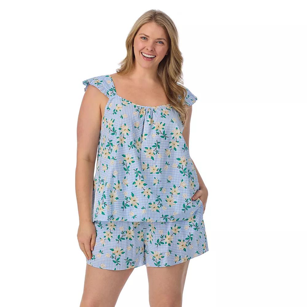 Plus Size Draper James 2-Piece Woven Pajama Tank Top & Pajama Boxers Set, Women's, Size: 3XL, Blue Gingham Magnolia Product Image