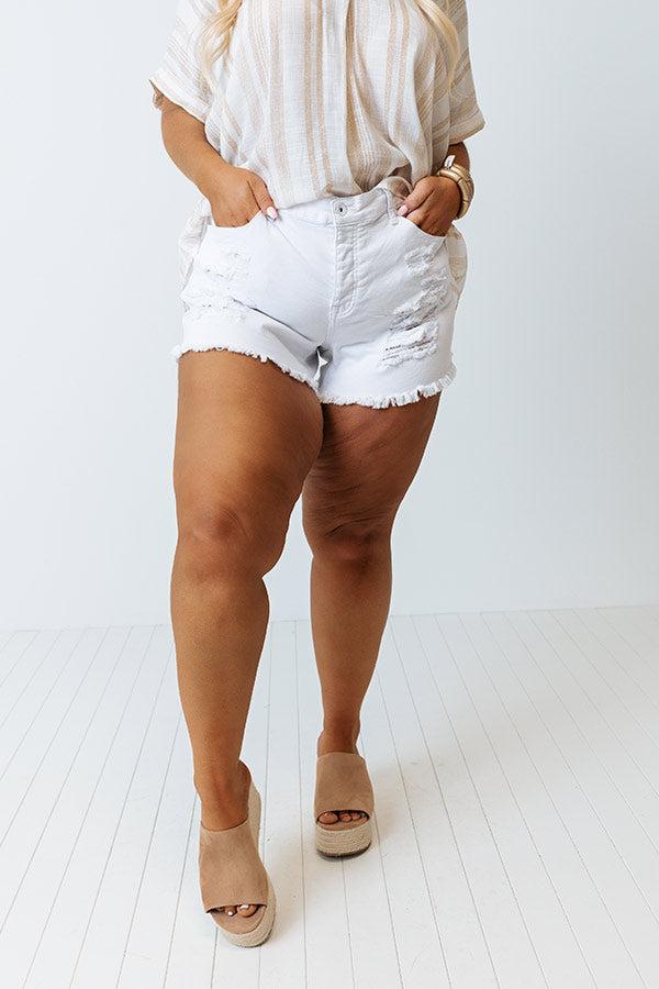 The Mardi High Waist Distressed Shorts Curves Product Image
